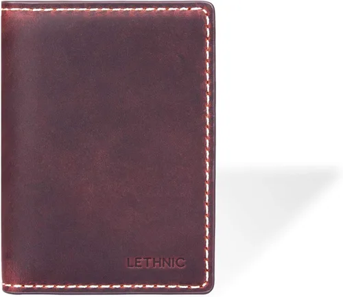 Vista 2 de LETHNIC - Tarjetero de cuero hecho a mano para mujer