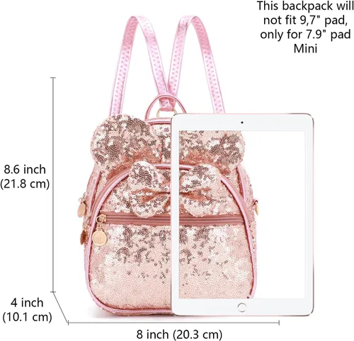 Vista 2 de KL928 - Mochila miniatura con diseño de lunares, linda, con nudo ojal, para mujeres y niñas, que se puede usar también como morral o bolso