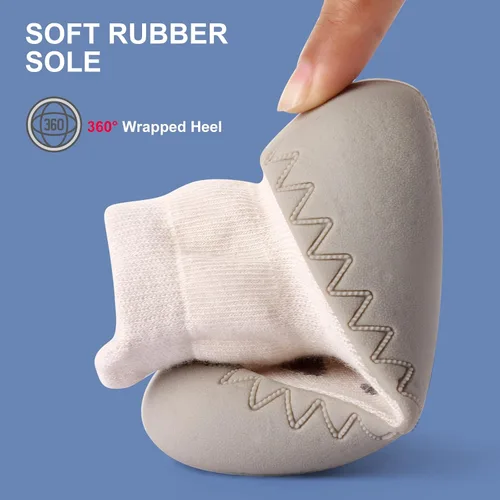 Vista 7 de Aoluvy Zapatos de calcetín para caminar para bebés, zapatos antideslizantes de goma suave para niños y niñas, primeros caminos, suela de dibujos