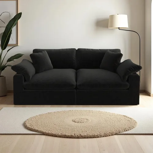 Vista 26 de Sofá modular modular con asiento profundo extra cómodo, sofás modernos negros para sala de estar, apartamento, oficina, espacio pequeño