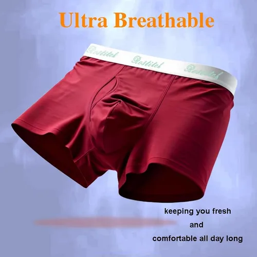 Vista 7 de Calzoncillos tipo bóxer de bambú para hombre, transpirables, de secado fresco, suave, con bragueta, súper elasticidad, paquete múltiple
