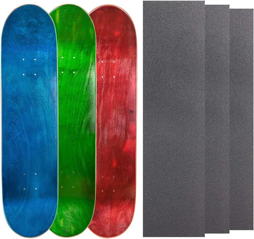 Vista 12 de Cal 7 Tablas de patineta de arce en blanco con cinta de agarre (paquete de 3, combinaciones)