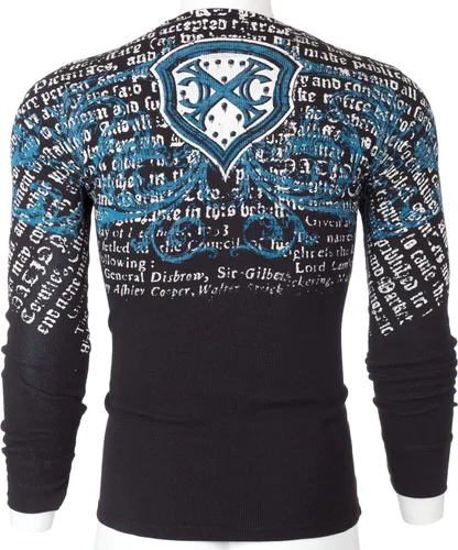 Vista 5 de Xtreme Couture by Affliction - Camisa térmica para hombre, color negro, Negro