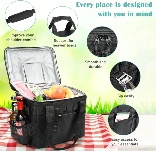 Vista 5 de Tirrinia Bolsa térmica grande aislada – Caja térmica a prueba de fugas para exteriores para mujeres y hombres – Bolsa de congelador portátil