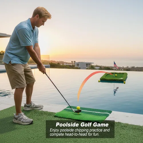 Vista 6 de SENSECLUB Red de astillado plegable y green flotante, objetivo de astillado de práctica de golf interior, juego de golf de patio trasero y regalos