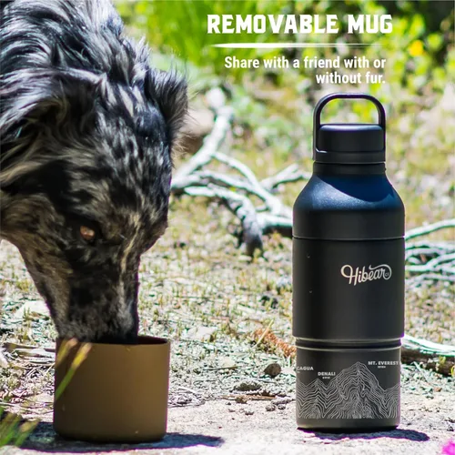 Vista 8 de HIBEAR Frasco de Aventura Todo el Día de 32 oz - Como se Vio en Shark Tank - La Multiherramienta Aislada de Botellas de Bebidas - Vertido Artesanal