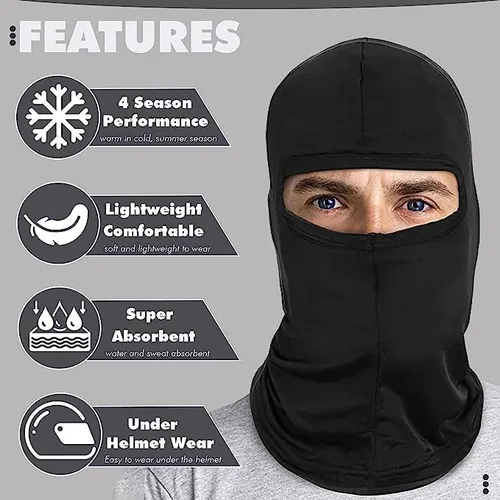 Vista 5 de Pasamontañas de seda para hombre, transpirable, para usar debajo del casco, resistente al viento, pasamontañas para motocicleta