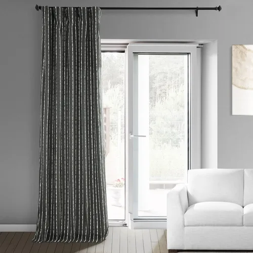 Vista 3 de HPD Half Price Drapes Cortinas abstractas con estampado a rayas de 108 pulgadas de largo, cortinas de algodón de lujo (1 panel), cortinas