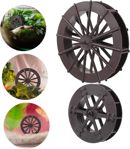 Vista 5 de 2 unids fuente Feng Shui rueda escultura decoración de mesa miniatura escritorio cascada fuente de agua accesorios pequeña rueda de agua Fengshui