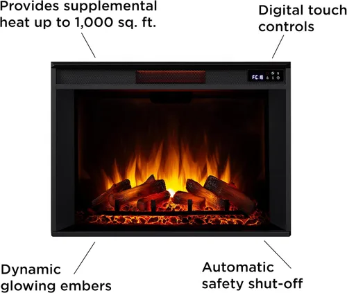 Vista 9 de Eliot - Soporte para TV con chimenea eléctrica de 81 pulgadas, color gris antiguo Real Flame