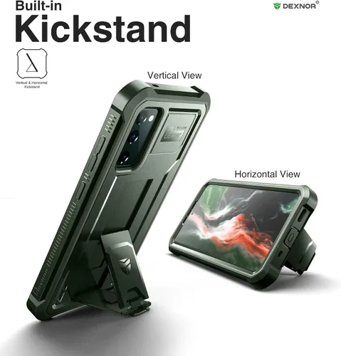 Vista 4 de Dexnor Funda para Samsung Galaxy S20 FE, [Protector de Pantalla y Soporte Integrados] Protección de Grado Militar de Servicio Pesado a Prueba