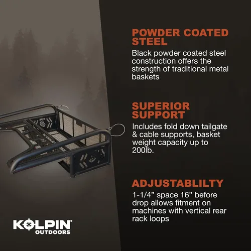 Vista 3 de Kolpin ATV Soporte de Cesta Trasera Abatible con Portón Trasero Plegable Universal - 53300, Negro
