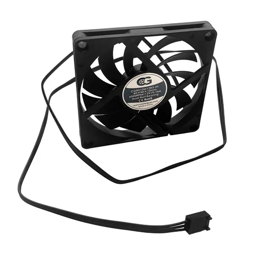 Vista 3 de Coolerguys Ventilador de velocidad media de 3.150x3.150x0.394 in 12 VDC 3Pin CG8010M12B2-3Y