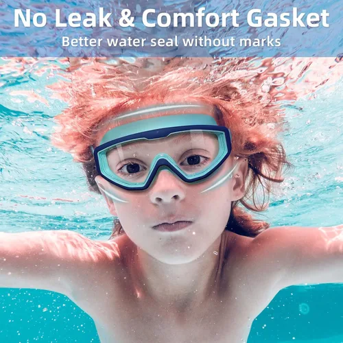 Vista 6 de Freela Gafas de natación transparentes para niños de 3 a 15 años, antiniebla, sin fugas, para piscina, playa, natación