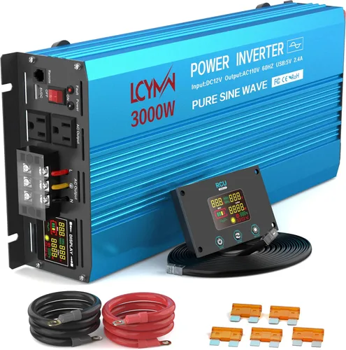 Vista 17 de Inversor de potencia de onda sinusoidal pura de 1000 vatios 12 V CC a 110 V 120 V CA convertidor para hogar, caravana, camión fuera de la red Rojo