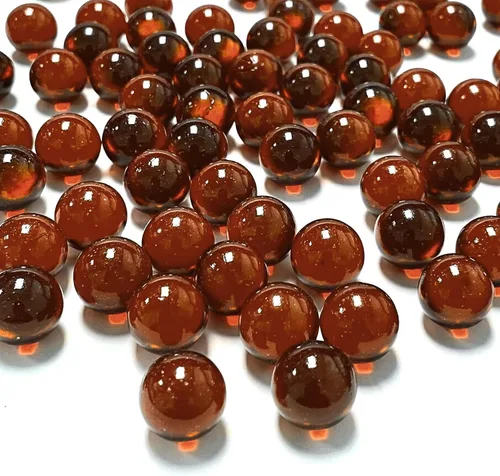 Vista 15 de CYS EXCEL Relleno de jarrón de piedras preciosas de vidrio ámbar (1 libra) Acuario Redondo Perlas de Mármol Decorativas Guijarros Mos