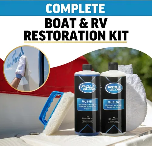 Vista 3 de Kit de Restauración de Fibra de Vidrio Poli Glow para Barco y RV - Restaurador Completo de Fibra de Vidrio para Barcos y RVs - Elimina Oxidación