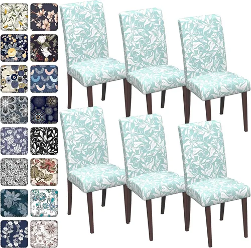Vista 9 de Fundas para sillas de comedor CoSofSLIP, juego de 2, fundas estampadas elásticas antideslizantes, fundas extraíbles y lavables para sillas