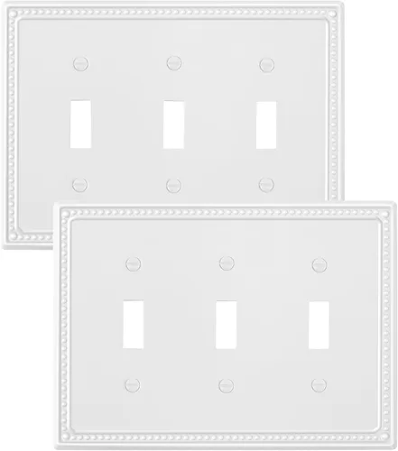 Vista 66 de Paquete de 2 cubiertas de placa de interruptor de luz de doble palanca, cubiertas decorativas de placa de doble interruptor Pearls, placa de pared