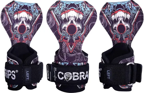 Vista 43 de Cobra Grips Weight Lifting Gloves with Adjustable Neoprene Padded Wrist Wraps - Heavy Duty Alternative to Power Lifting Hooks for Deadlifts Una goma