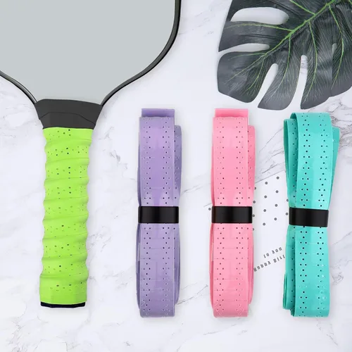 Vista 4 de 6 cintas de agarre de paleta de pickleball antideslizantes, perforadas, superabsorbentes, mango de agarre de pickleball para remo de pickleball