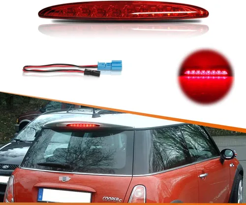Vista 7 de ADIIL Lente transparente rojo brillante 8-LED 3rd freno stop luz trasera kit compatible con 2002 2003 2004 2005 2006 Mini Cooper OEM lámpara