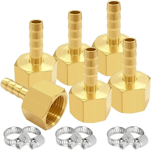 Vista 17 de Uenede 6 accesorios de púas de manguera de latón de 1/2 pulgada NPT hembra a 1/2 pulgadas, conector adaptador de púas incluye 6 abrazaderas de acero