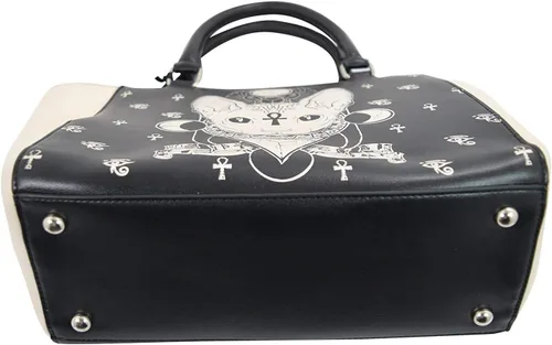 Vista 4 de Lost Queen Gothic Bastet Sphynx Cat Occult Goth - Bolso de mano, negro, crema, pequeño, Crema
