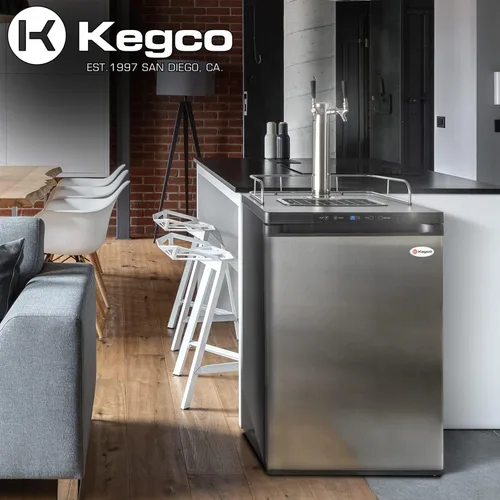 Vista 9 de Kegco K309SS-2 Kegerator digital de acero inoxidable de doble grifo de 61 cm de ancho