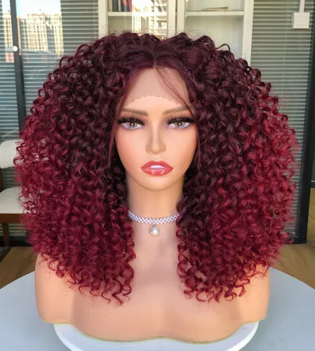 Vista 11 de Pelucas rizadas con encaje frontal para mujeres negras, peluca de encaje frontal corta y rizada prearrancada con abuelitos, aspecto natural, afro