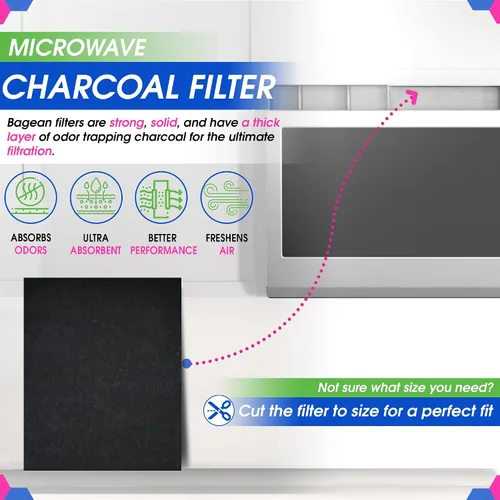 Vista 2 de Filtro de repuesto para microondas cortado a medida, filtro de carbón activado de 18 x 15 pulgadas para Samsung GE, LG, Frigidaire, Whirlpool y más
