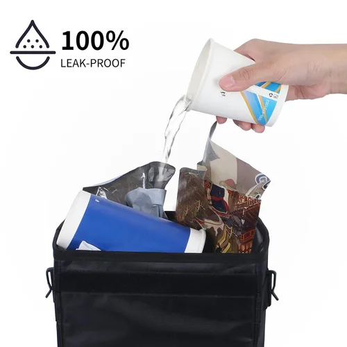 Vista 5 de NIUTA - Cubo de basura plegable e impermeable para auto, con tapa y bolsillo lateral de malla, para auto, todoterreno, camión, minivan