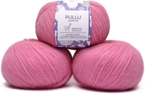Vista 23 de Pullu - Juego de 3 madejas de hilo de lana de alpaca bebé y merino (150 gramos) de peso worsted - Procedencia directa de Perú - Celestialmente suave