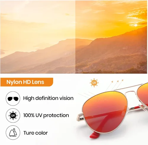 Vista 5 de Veda Tinda Vision Gafas de sol de aviador para mujeres y hombres, estilo vintage de los años 70, clásicas, a la moda, retro, para hombre, protección