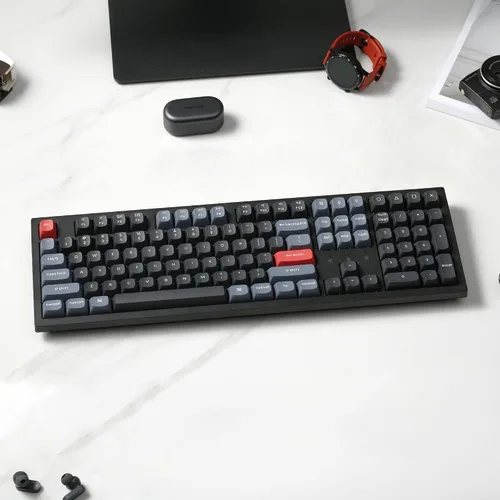 Vista 6 de Keychron K10 Pro Teclado Mecánico Inalámbrico Personalizable, QMKVIA Programable BluetoothCon Cable Retroiluminación Blanca, Interruptor Marrón