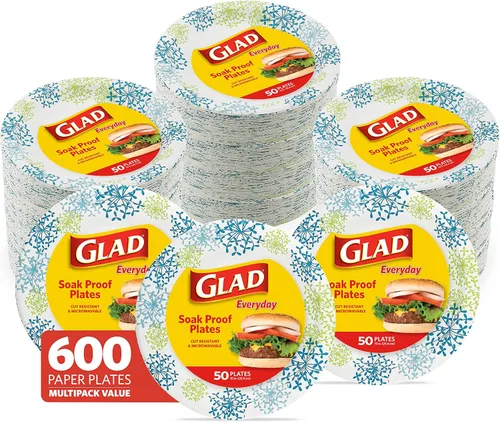 Vista 11 de Glad - Platos de papel desechables cuadrados para todas las ocasiones