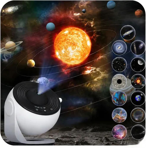 Vista 8 de Proyector de galaxia para dormitorio, proyector de estrellas planetario 13 en 1 con sistema solar y constelación, proyector de luz de galaxia