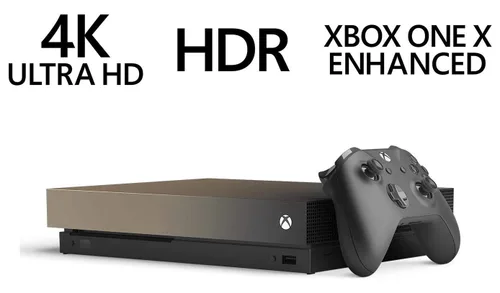 Vista 2 de Microsoft Xbox One X Gold Rush Limited Edition 1TB Console with Wireless Controller - Enhanced, Native 4K Gaming, Ultra HDR (Renewed) Video Game
