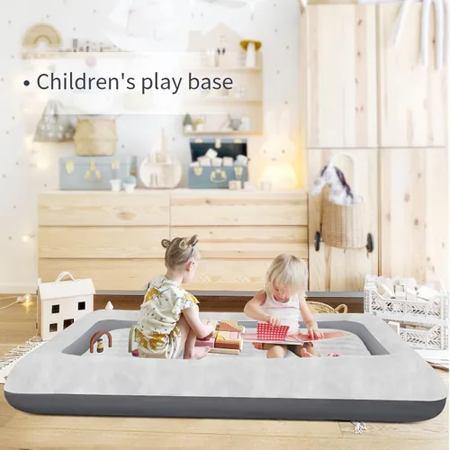 Vista 5 de Colchón de aire para niños: colchón de aire portátil rápido para niños, cama inflable portátil de viaje, superficie con felpa suave y cómoda, ideal