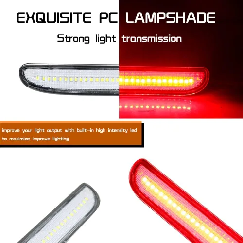 Vista 2 de Para 1994 1995 1996 1997 1998 Ford Mustang Parachoques Trasero Lateral Luces de Marcador Claro Lente Rojo Led Lámpara Luces LED rojas de lente