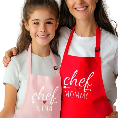 Vista 6 de Delantal personalizado para niños para cocinar, delantal para niños pequeños para niñas y niños, delantales de chef para mujeres, regalo de Navidad