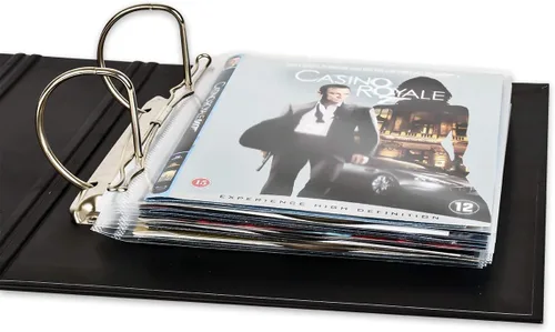Vista 7 de Tarifold Fundas para carpetas de almacenamiento Blu-Ray, 2 agujeros de anillo, solapa segura, paquete de 50 Reinforced 2-Ring Binder Holes, Holds