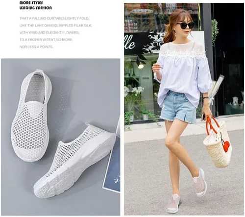 Vista 7 de Zapatos de malla para caminar para mujer, transpirables, sin cordones, ligeros, de moda, para ocio, tenis de secado rápido