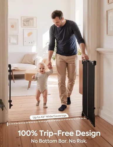 Vista 2 de Babelio Puerta de bebé extraíble para escaleras sin barra inferior, 29-43 Negro