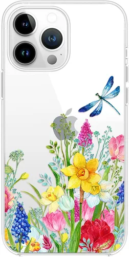 Vista 6 de Blingy's Funda para iPhone 14 Pro, diseño de hojas de otoño doradas, diseño divertido de otoño, funda protectora transparente de TPU suave