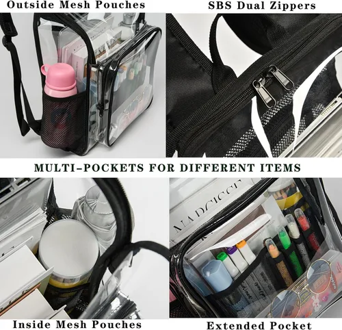 Vista 6 de Mochila transparente aprobada para estadios, mochila transparente para mujeres y hombres, ideal para eventos deportivos, trabajo diario, Azul