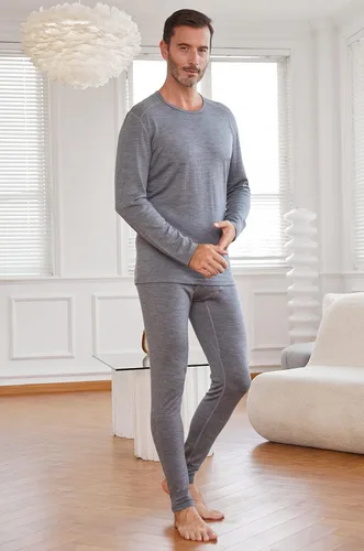 Vista 6 de Naturwool - Conjunto de ropa interior térmica para hombre, 100 % lana merina, capa base superior e inferior