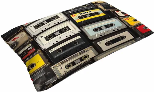 Vista 3 de Mugod Funda de almohada decorativa de los años 80 con cintas de plástico de cassette de audio retro, funda de almohada para hombres y mujeres