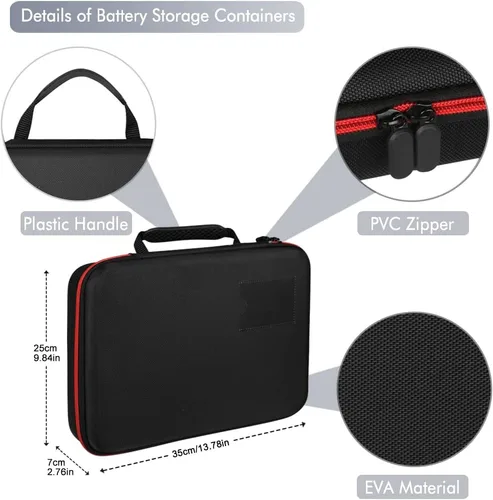 Vista 4 de Estuche organizador y soporte de almacenamiento de baterías con probador, bolsa de transporte impermeable, caja de seguridad