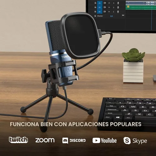 Vista 7 de TONOR TC-777 - Micrófono de podcast, micrófono de computadora USB, micrófono de condensador cardioide para PC con soporte de trípode y filtro pop